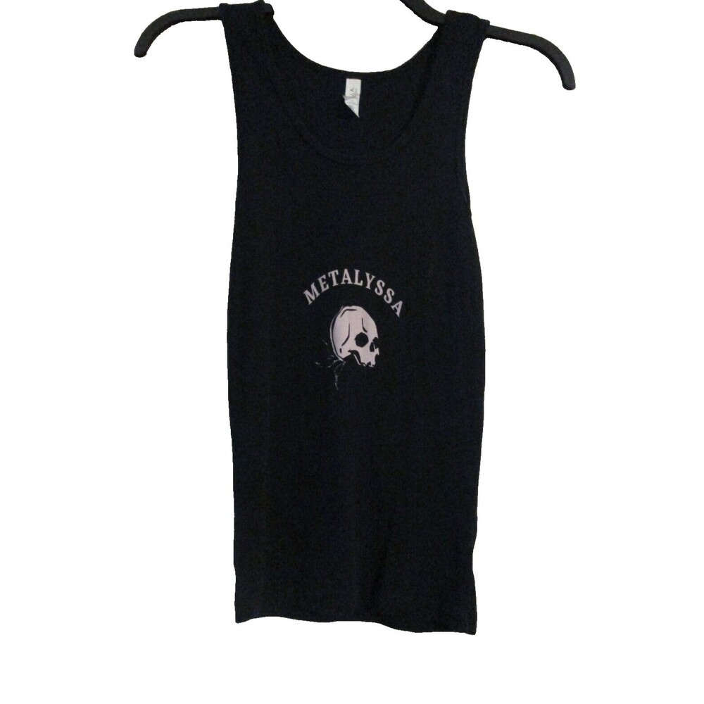 Bella Metalyssn Women's  Size Large Sleeveless Cotton Tank Top Skull Black